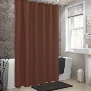 Brown shower curtain in a contemporary bathroom