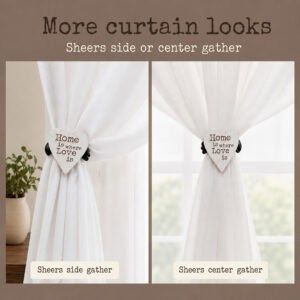 7- Magnetic heart curtain tiebacks styling sheer curtains in side-gather and center-gather looks side by side