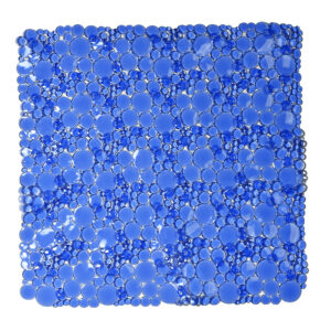 Bubbles Non-Slip Square Shower Mat Clear Navy Blue 20″L X 20″W