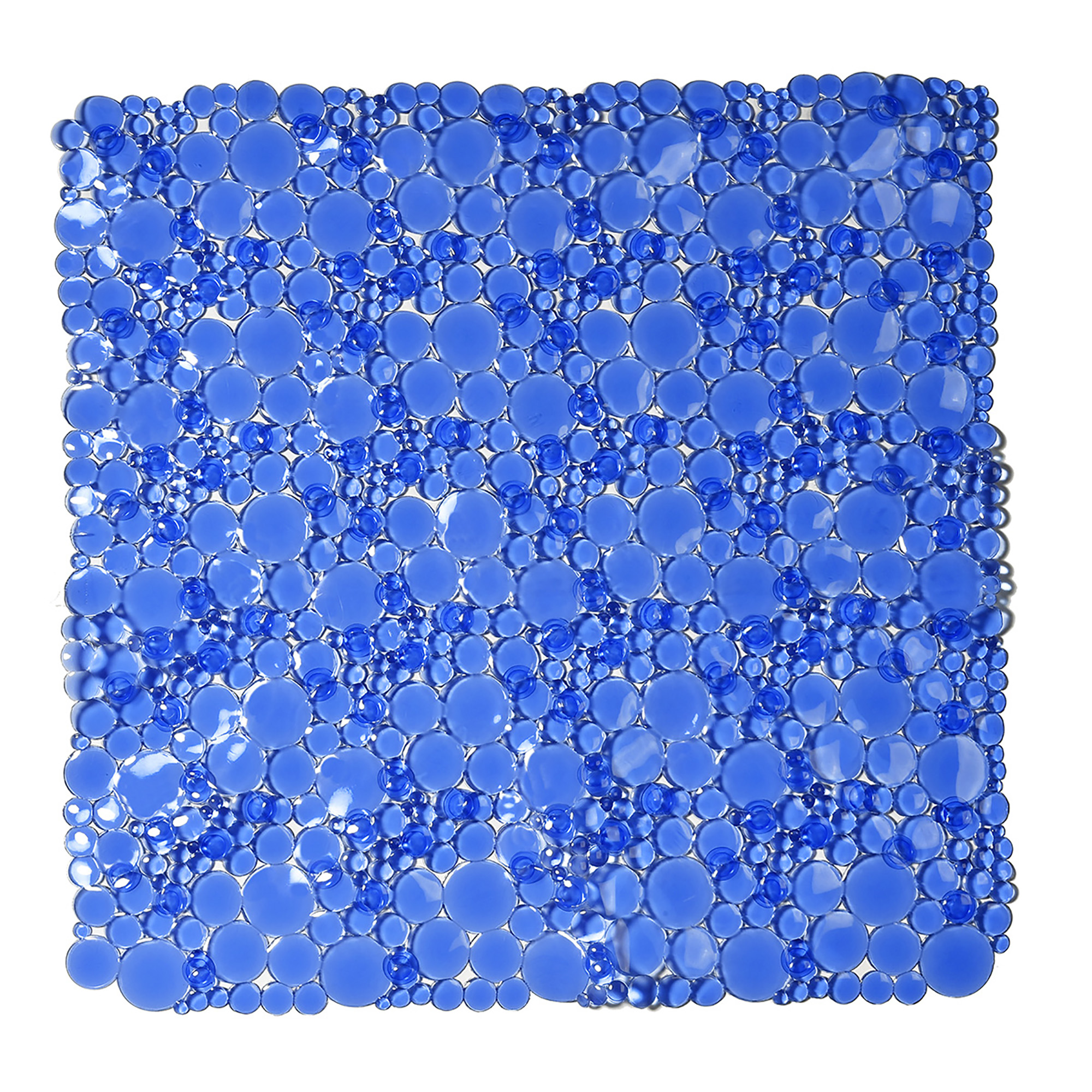 Bubbles Non-Slip Square Shower Mat Clear Navy Blue 20″L X 20″W