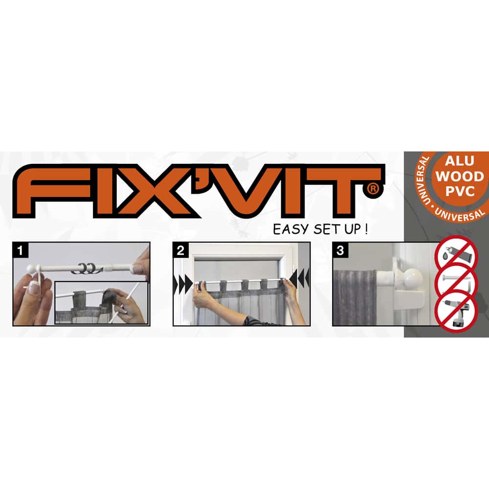 Adjustable Tension Rod FixVit Diam 0.6 inches- 33.12" to 47" (84-120 cm) Chrome