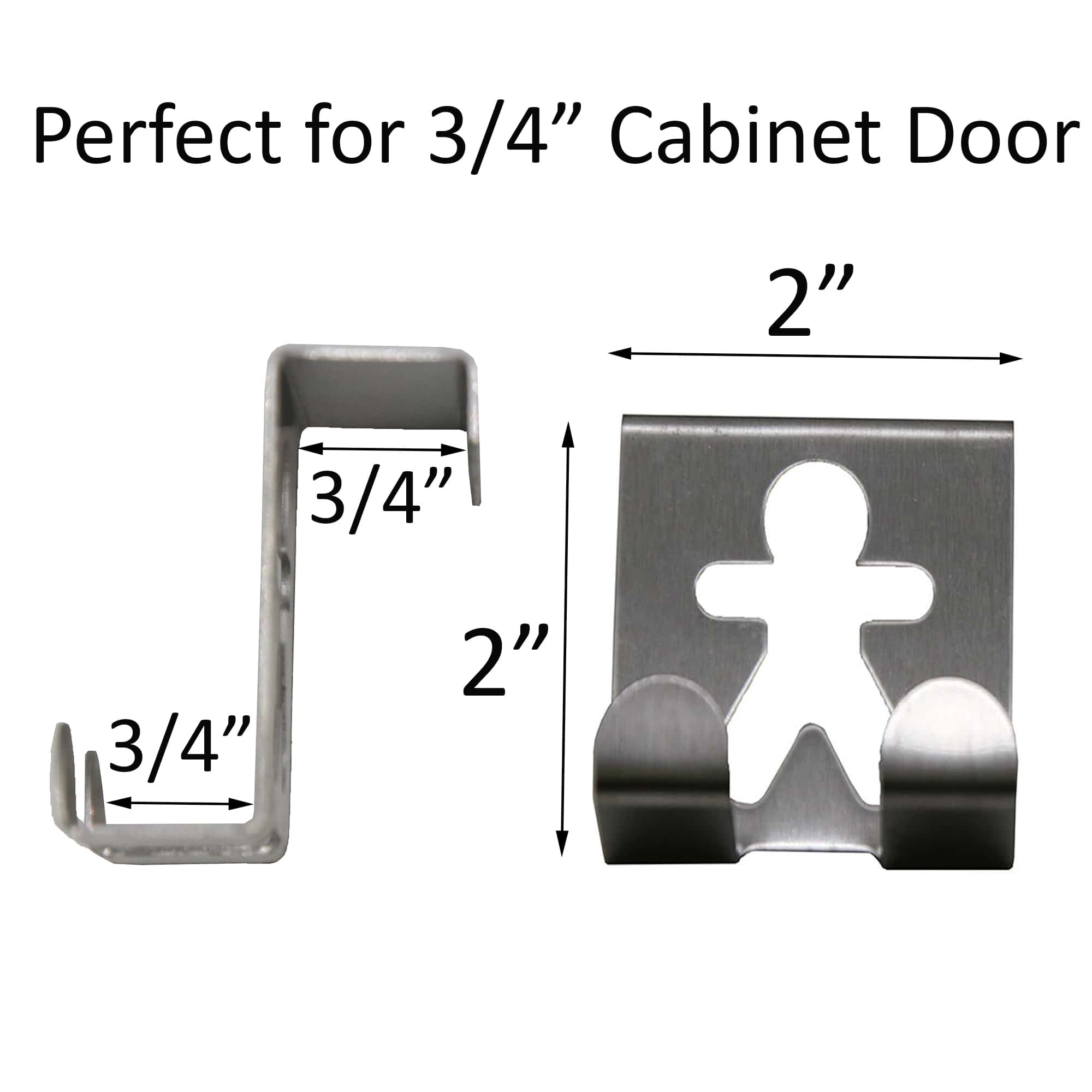 Over The Cabinet Door Double Hooks - Man Man Design- Set of 2- Chrome- Stainless Steel