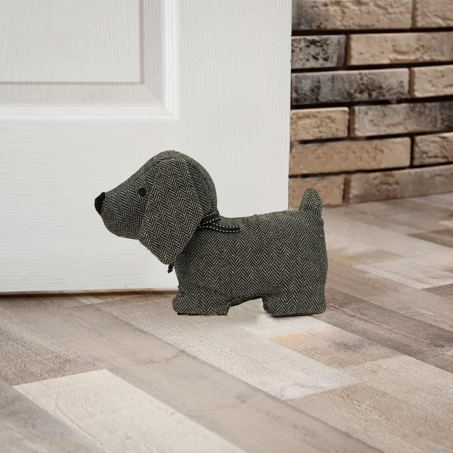 Checker Dog Fabric Bag Door Stop Weighted Floor 2.2 lbs