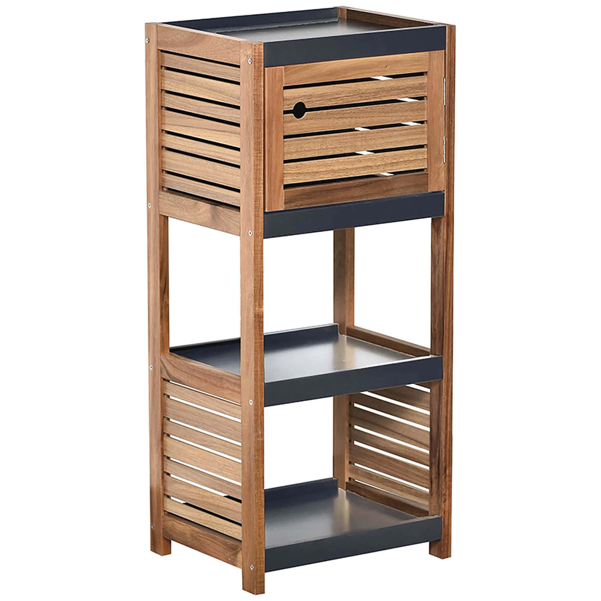 Evideco 2 in 1 Toilet Roll Holder and Storage Unit Cabinet-Mahe-Wood