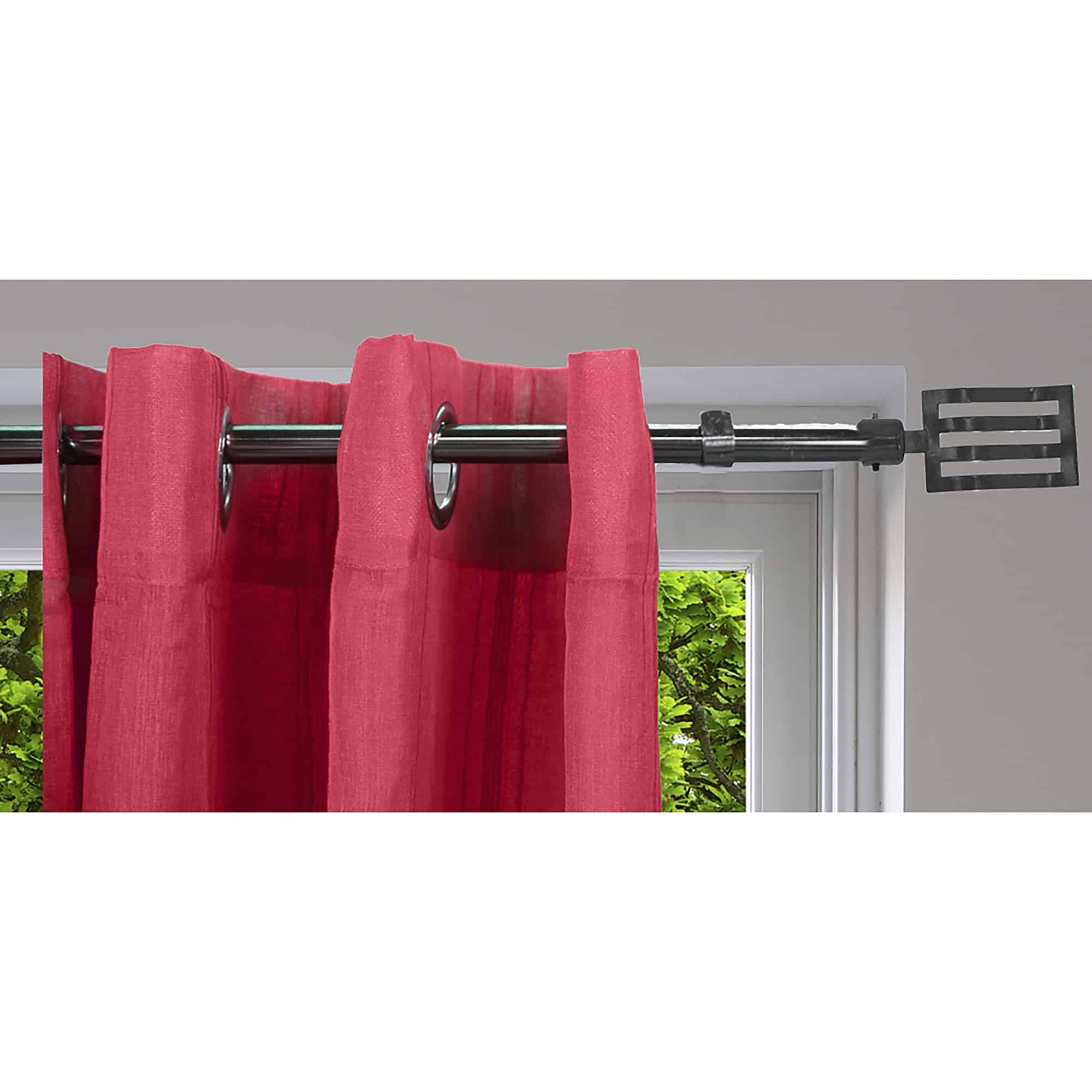 Adjustable 3/4" Single Window Curtain Rod 50" to 82" Silver
