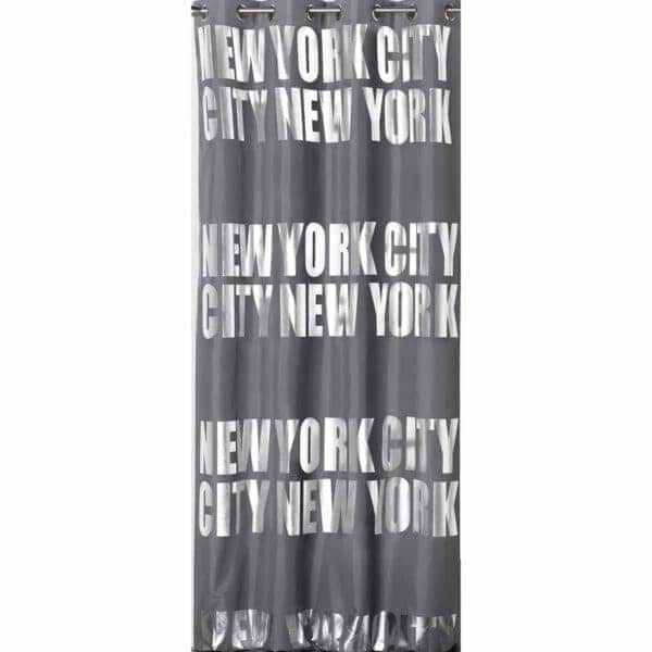 Blackout Window Curtain Panel NEW YORK CITY with Grommets 55 W X 102''L Grey