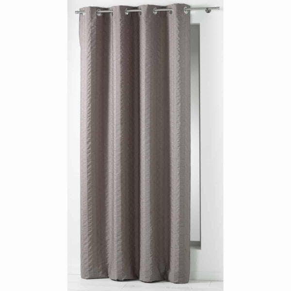 Striped Jacquard Crash Curtain Panel Grommet Lineo Taupe 55 W X 102''L