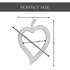 "White heart tieback dimensions diagram: 5.7" wide, 8" tall, 8" pin"