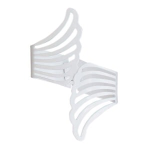 "White metal angel wings curtain tieback, isolated on white background"