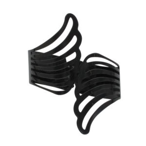 "Black metal angel wings curtain tieback, isolated on white"