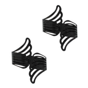 "Set of two black metal angel wings curtain tiebacks, isolated on white background"