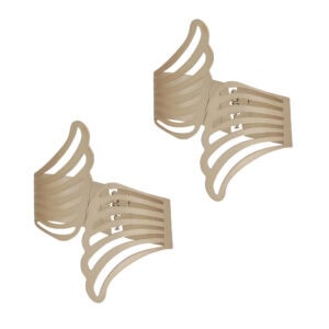 "Set of two gold metal angel wings curtain tiebacks, isolated on white background"