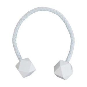 white flexible curtain tieback