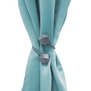 curtain tieback on blue curtain