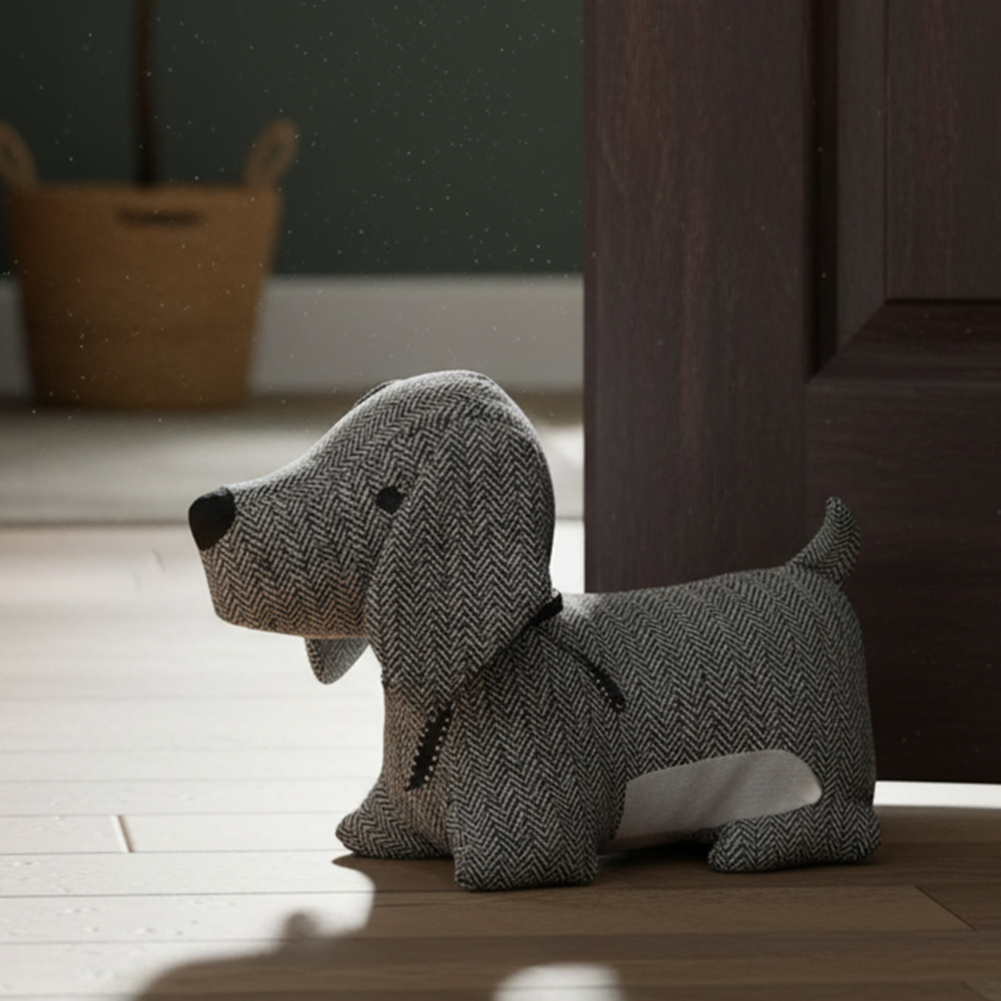 Checker Dog Fabric Bag Door Stop Weighted Floor 2.2 lbs