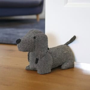 Checker Dog Fabric Bag Door Stop Weighted Floor 2.2 lbs