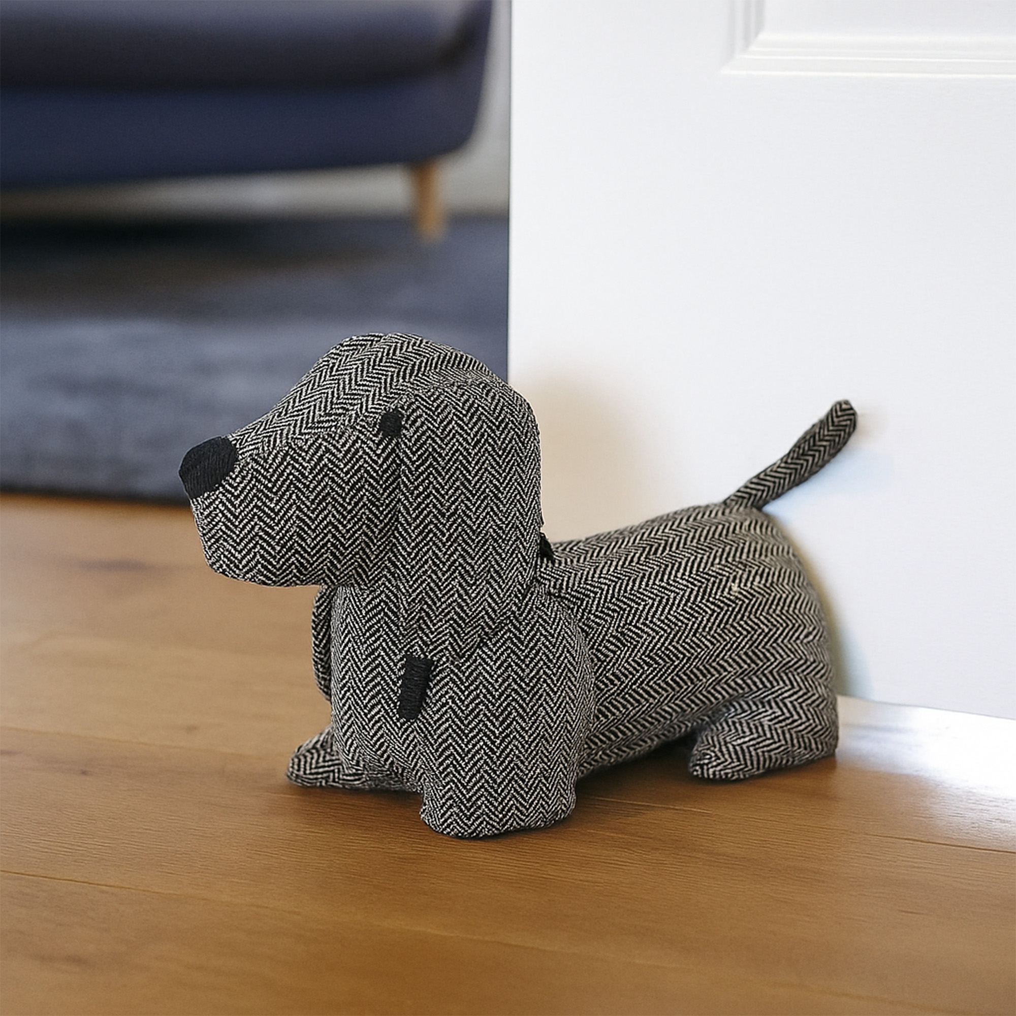 Checker Dog Fabric Bag Door Stop Weighted Floor 2.2 lbs