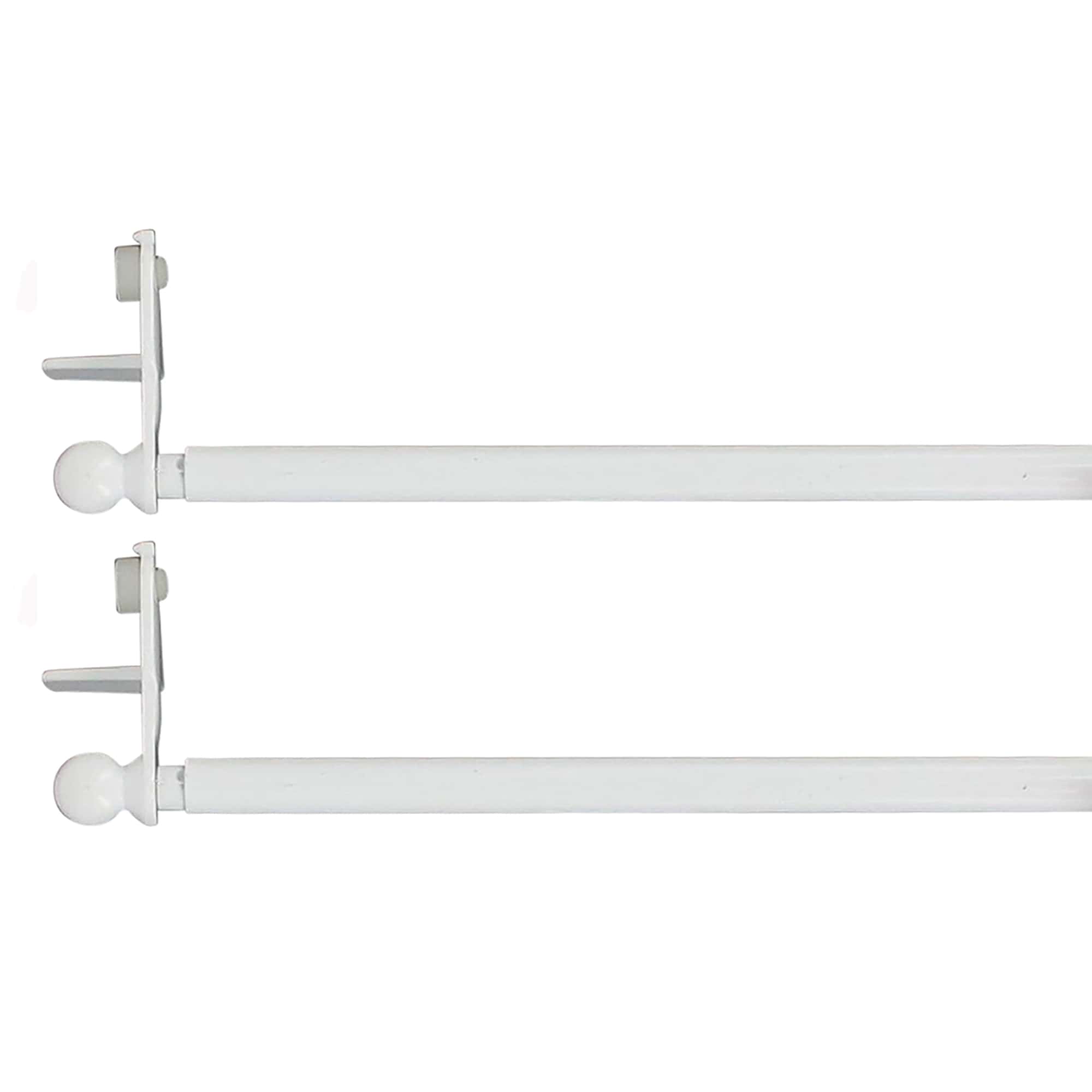 Set of 2 White Adjustable Tension Rods 12"