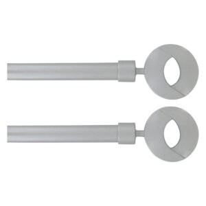 2 Pack Adjustable 3/4" Single Window Curtain Rod 50" to 82" Grey