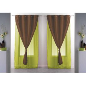Set of 2 Double Layered Sheer Curtain Panel Grommet ROBIN