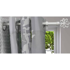 2 Pack Adjustable 5/8" Single Window Curtain Rod 50" to 82" White Gold