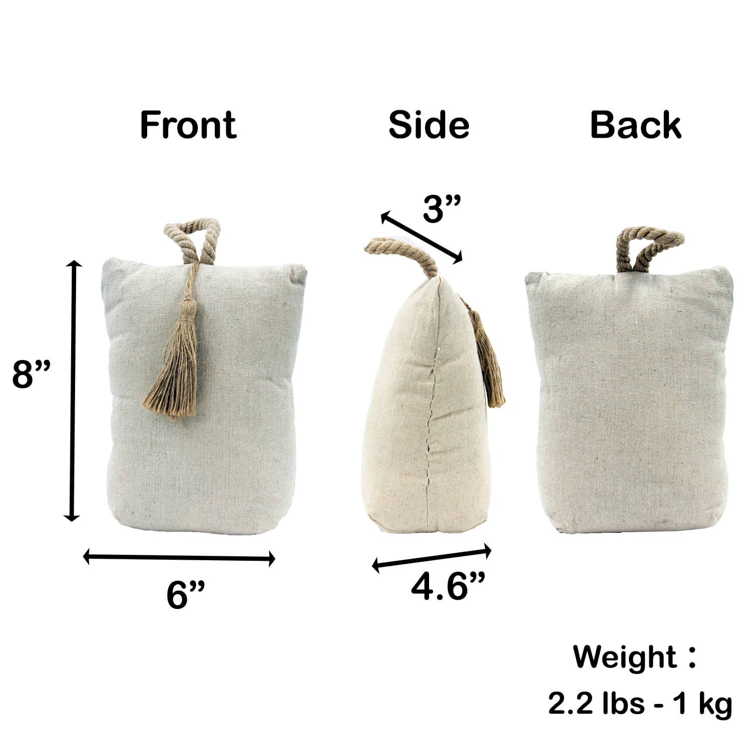 Nature Cotton Bag Door Stop Weighted Floor 2.2 lbs
