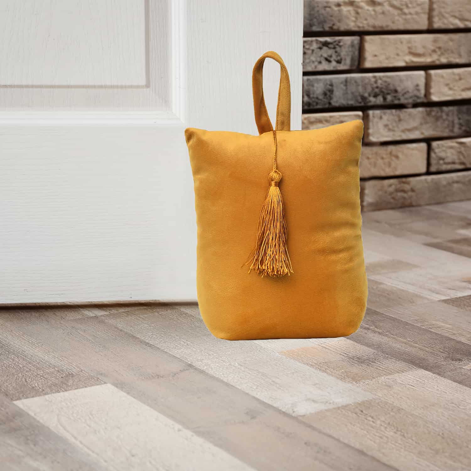 Velvet Fabric Bag Door Stop Interior Weighted Floor 2.2 lbs Gold