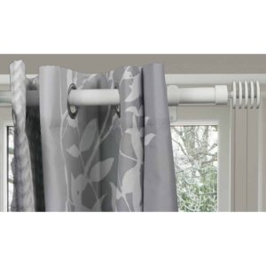 Adjustable 1" Single Window Curtain Rod 50" to 82" White