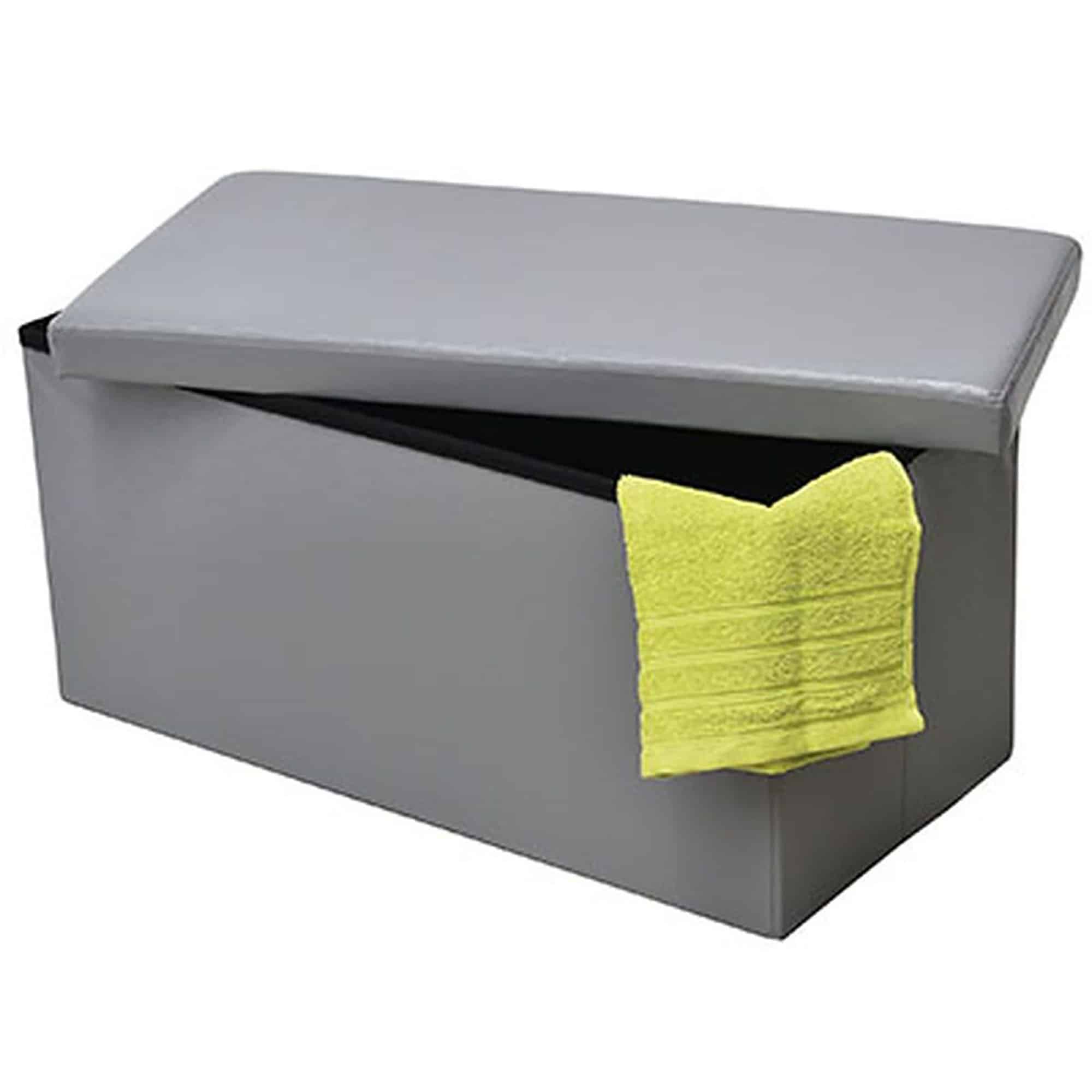 2 in 1 Folding Storage Ottoman Bench Faux Leather