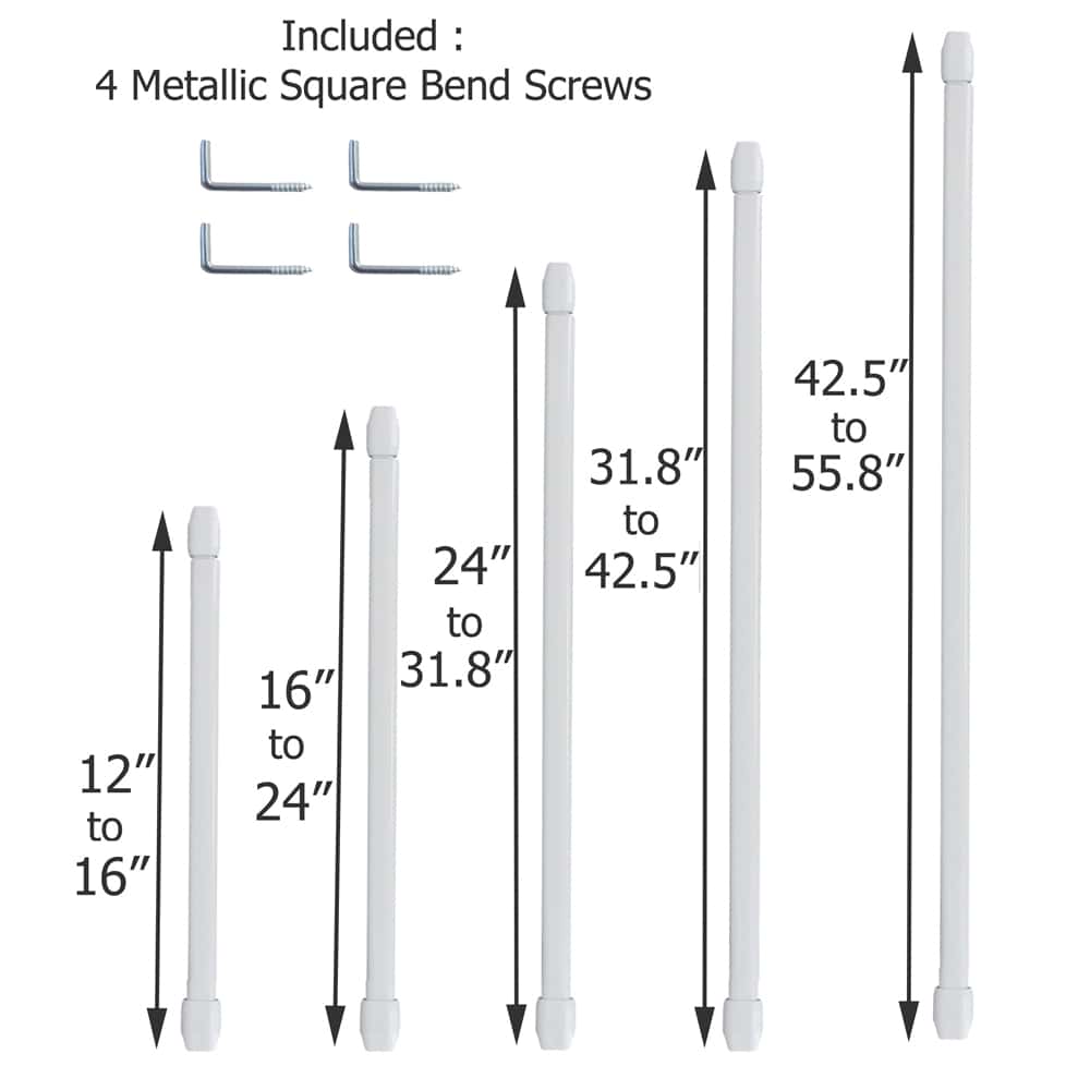 White Adjustable Flat Sash Rod 16" to 24" Set of 2
