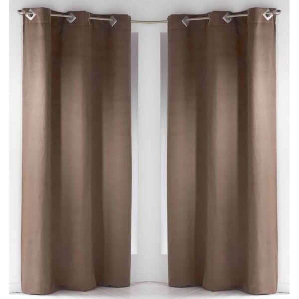 Set of 2 Solid Window Curtain Panel Grommet Suedine