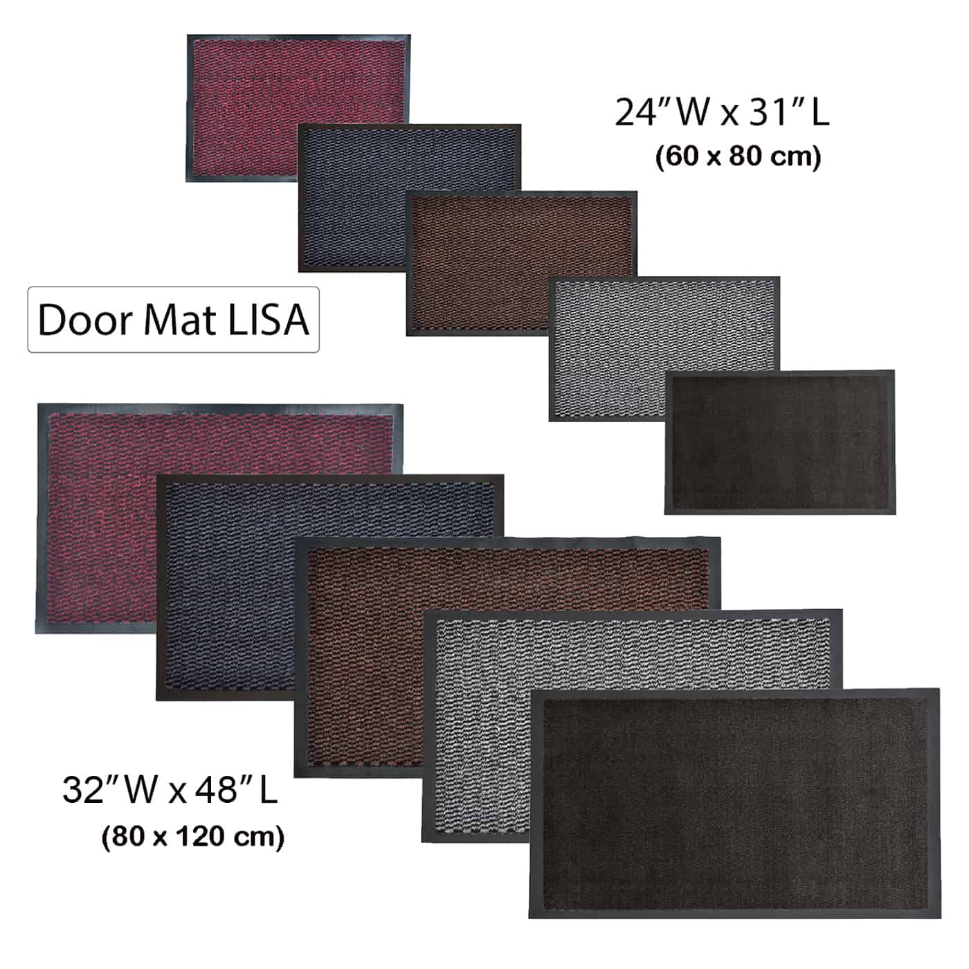 Indoor Door Mat Lisa 31 L x 24 W Inch PP-PVC - Burgundy