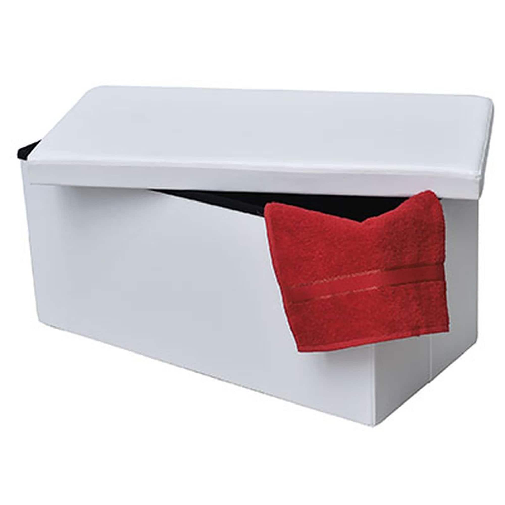 2 in 1 Folding Storage Ottoman Bench Faux Leather