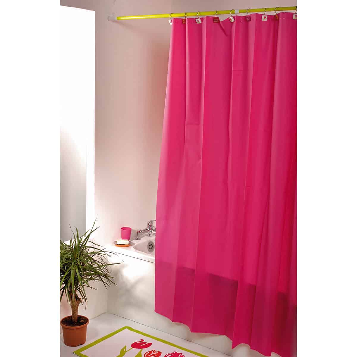 Extra Length PEVA Bathroom Shower Curtain Pink 71"L x 79"H
