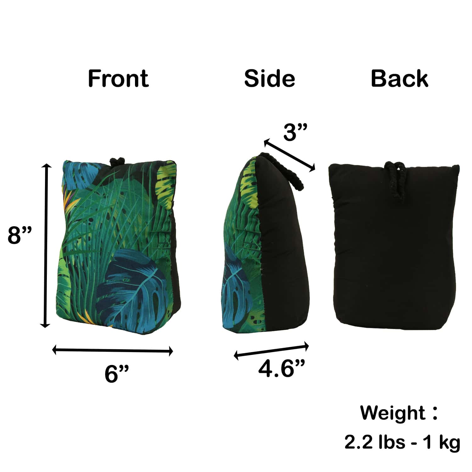 Tropical Printed Fabric Bag Door Stop Interior Weighted Floor 2.2 lbs