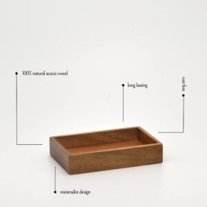 A labeled image highlighting the material, rust resistance, minimalist design, and durability.