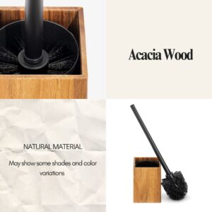 A close-up of the wooden brush holder showcasing its natural wood grain and color variations.