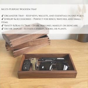 Multi-purpose wooden tray uses graphic