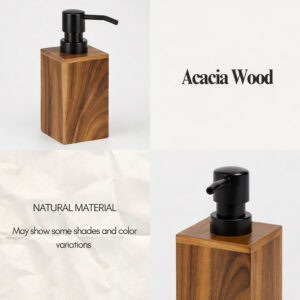 Acacia wood soap dispenser natural material texture detail variation