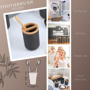 Black bamboo bathroom set with soap dish and dispenser