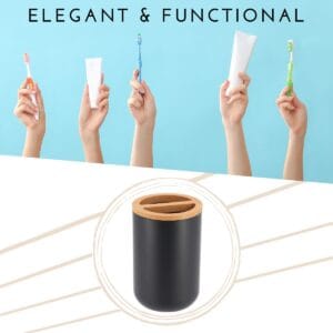 Black toothbrush holder centered with elegant functional design
