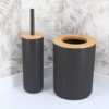set Toilet Brush and Holder Set black Bamboo