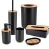 bath set accessories Toilet Brush and Holder Set black Bamboo