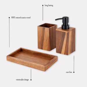 Acacia wood bathroom set features natural material minimalist design