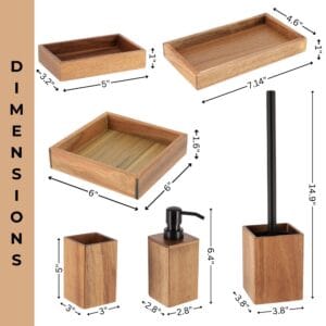 Bathroom set dimensions layout with sizes labeled for each piece