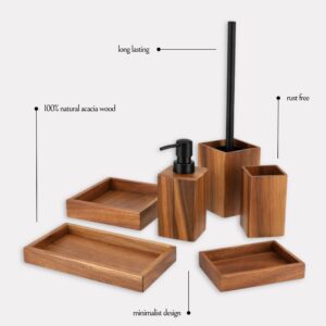 Acacia wood set with feature highlights minimalist design rust free elements