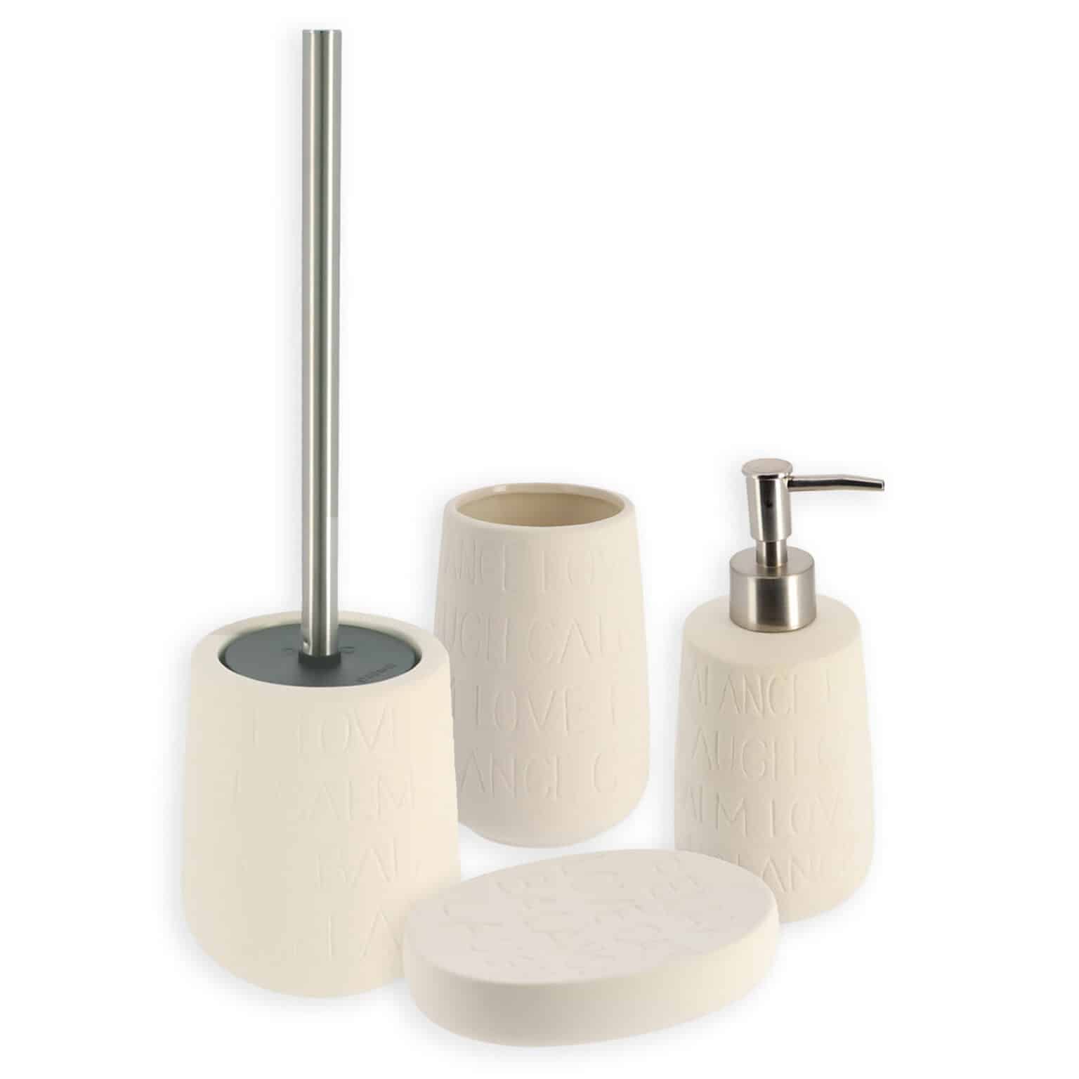 Bath D Collection Bath Accessory Set Grey and Bamboo 5 pieces