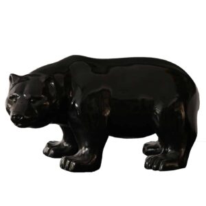 -Standing-Bear-Figurine-Resin-Glossy-Black