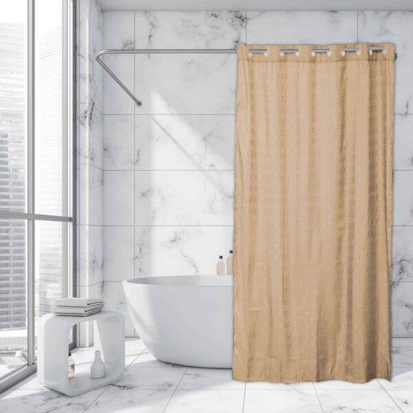 Latte Extra Long Shower Curtain Polyester Hook Less Cubic 79"L x 71"W