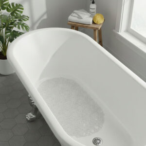 Clear pebbles bathtub mat in white tub